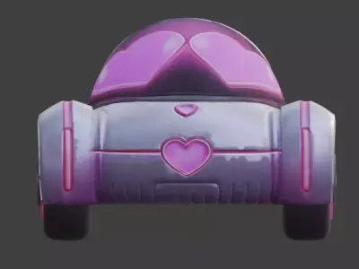 Stylized Sci-Fi Valentine Hover Car 3D Model Low-poly 3D model