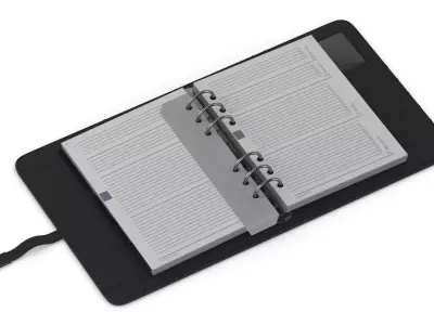 Leather Black Organizer Open 3D model