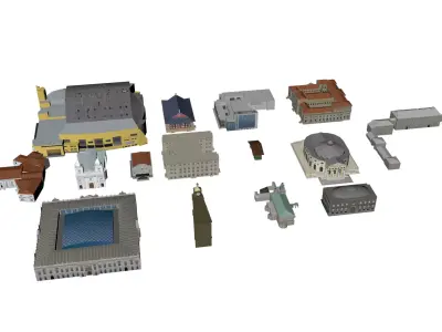 Low Poly Buildings PACK Low-poly 3D model purchase