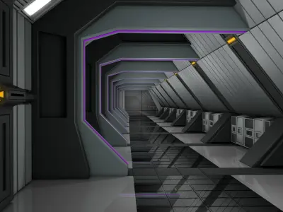 Sci Fi Corridor  3D model 11