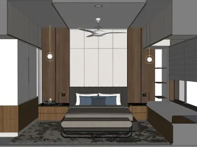 Modern Bedroom Interior Low-poly 3D model