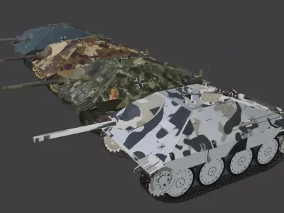 Jagdpanzer 38  Hetzer tanks ww2 german pack  3D model