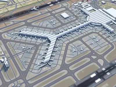 Hong Kong Airport 10km Low-poly 3D model