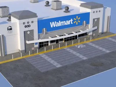 Walmart Store Low-poly 3D model