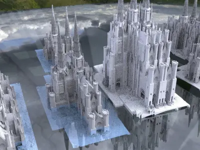 Victorian architecture Halloween collection Kit bash 3D model