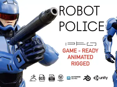 ROBOT POLICE Low-poly 3D model