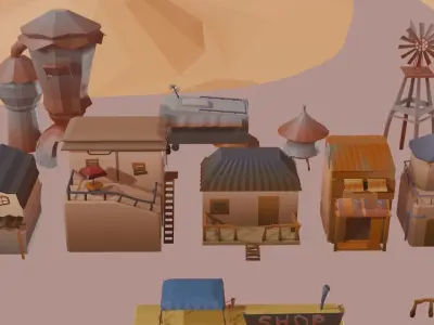 Wasteland Desert Collection LowPoly Low-poly 3D model