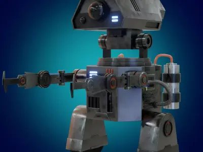 Stylized Robot in the style of Star Wars PBR game ready Low-poly 3D model