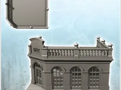 European bar with balustraded roof and baroque ornaments 4 - Mod 3D print model