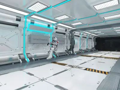 Science fiction internal spacecraft environment Low-poly 3D model purchase