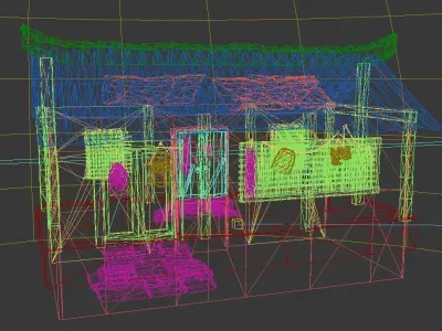 Old small houses Low-poly 3D model