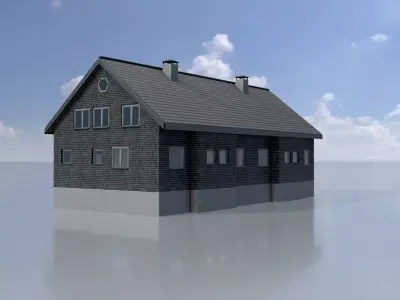 Modern multi-family house version 3 Low-poly 3D model