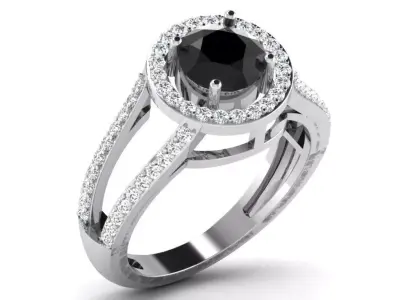 Light Weight White Gold Diamond Ring DR-6529 3D print model