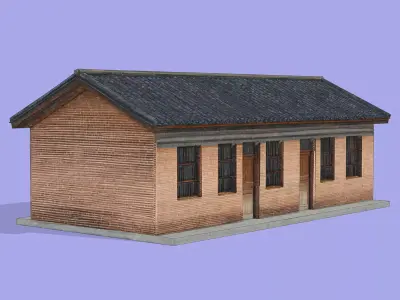 Self-built rural house Low-poly 3D model
