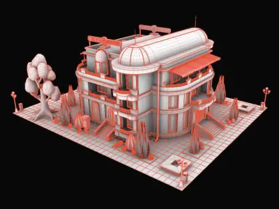 Model STYLIZED BUILDING - Hotel 4 3D model