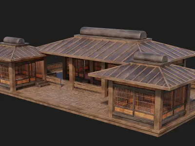 Old Japanese House Building 4K Textures GameReady 116 Low-poly 3D model