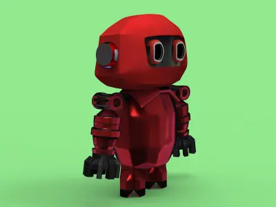 Cute red robot 3D print model
