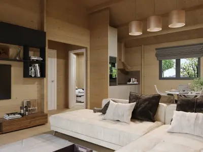 Wooden cabin in Australia - full scene 3D model