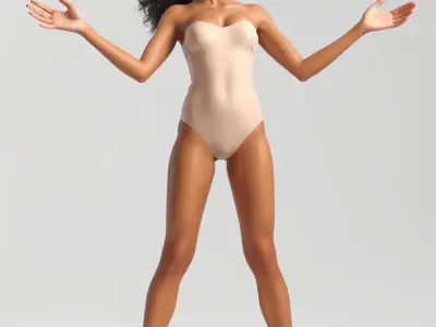 Stylized Female Character Rigged and Animated for Games Low-poly 3D model