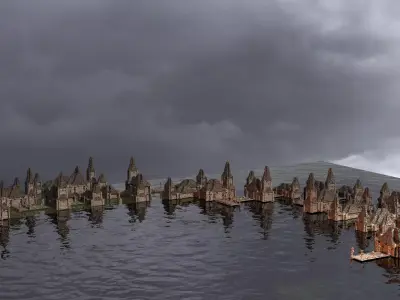 Village Drake Fort small Kitbash 1 3D model