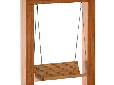 Wooden park swing made of light wood 3D model