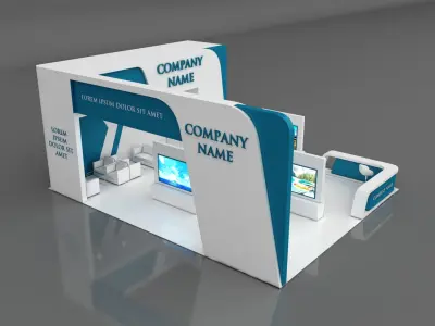 Booth Exhibition Stand Stall 12x8m Height 450 cm 4 Side Open 3D model