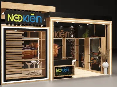 Exhibition stand design one side opened 3D model