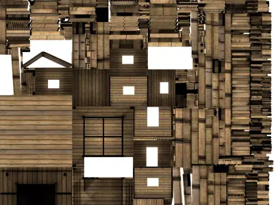 tower set of wooden buildings Free 3D model