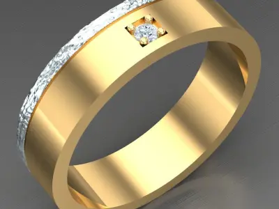 Light Gold Diamond Men Ring 2MR044 3D model