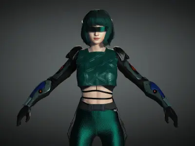 AAA Cyber Punk Female Character 06 Low-poly 3D model