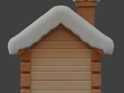 Cozy Winter Christmas Log Cabin 3D Model Low-poly 3D model