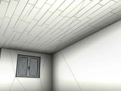 City House -15- Half-Double-House - Roof black - Wall skinyellow Low-poly 3D model