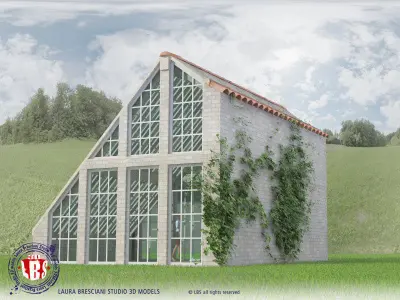 Greenhouse with windows and doors 3D model