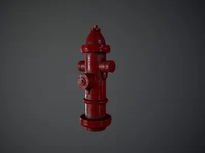 Red painted old vintage fire hydrant 3D model