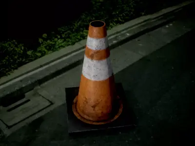 Road-Construction Cone Low-poly 3D model