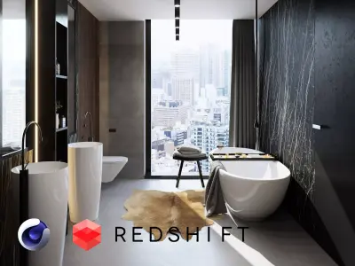 Bathroom Interior Scene for Cinema 4D and Redshift 3D model