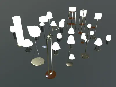 25 Unique Lamps Pack 3D model