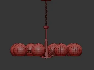 REFECT chandelier with clear glass globes and gold accents 3D model