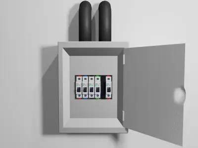 Circuit Breaker Box - Fuse - Electricity - Caixa de Disjuntores Low-poly 3D model