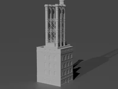 Historic Brick Power Plant Industrial Steam Factory Game Ready 3D print model