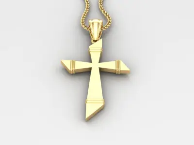 Light Gold 18K Cross Pendant 2CP075 3D print model