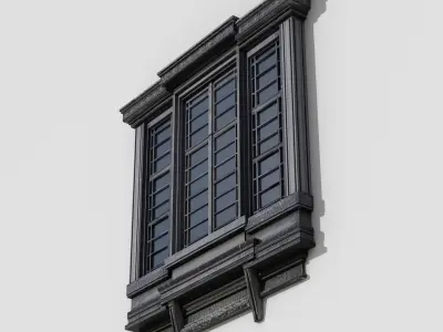 Classical Wooden Window Low-poly 3D model