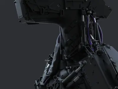 Hammerhead futuristic bust made of metal 3D print model