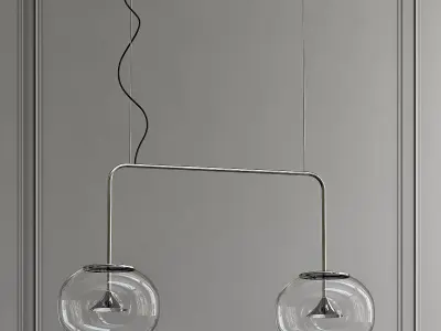 ALIVE pendant light with two glass globes hanging from it 3D model