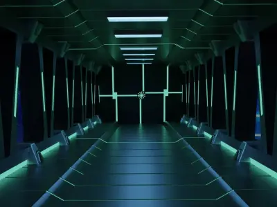 Sci-Fi corridor 3D model 6