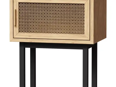 Cabinet with door made of wicker rattan WASKA 3D model