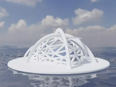 Futuristic Architectural Low-poly 3D model