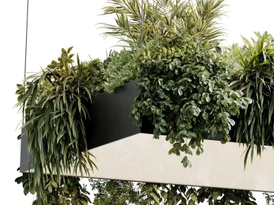 Rectangle pot light pendant - plant light hanging 25 3D model