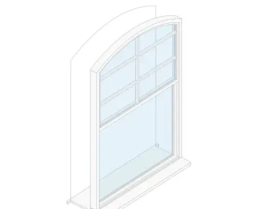 Curved Sash with glazing bars top amp bottom 3D model