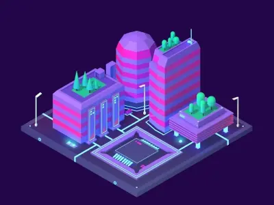 Cartoon Low Poly Sci-fi Space City Island Low-poly 3D model